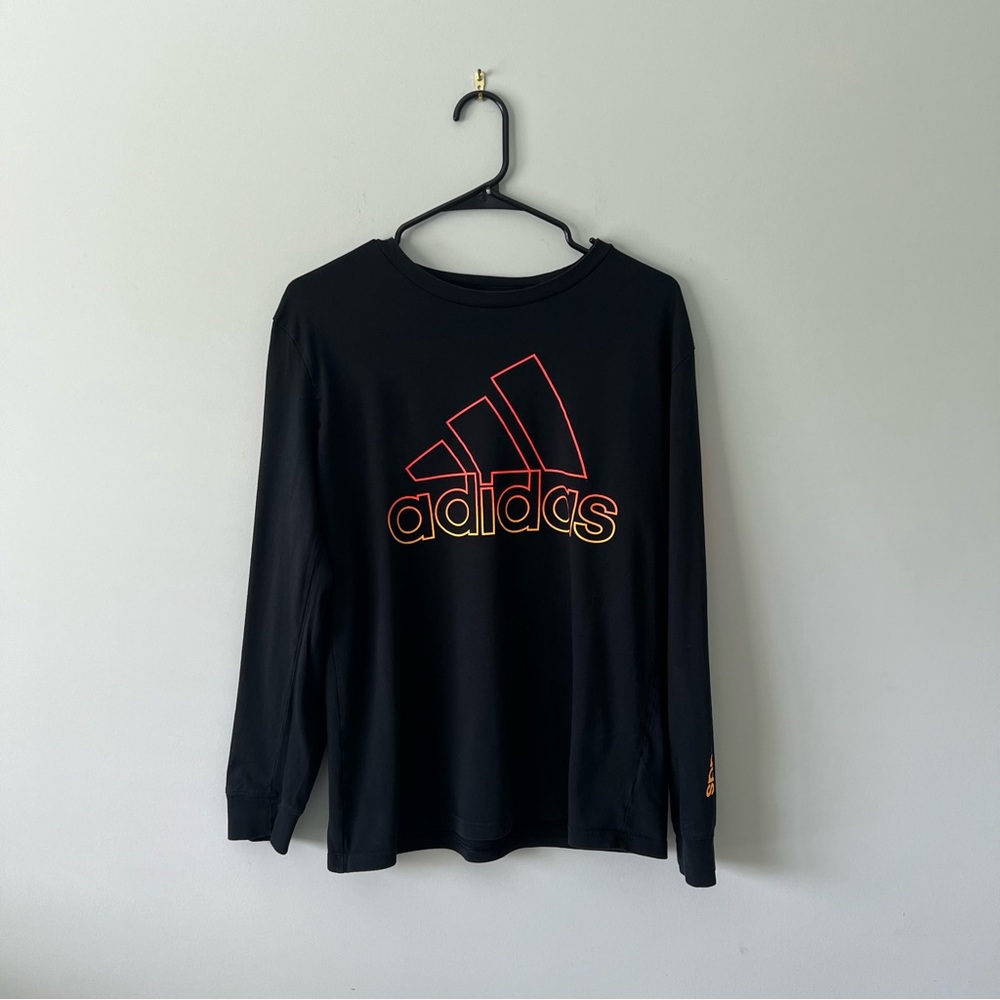 Adidas Black, Red, and Yellow Long Sleeve Shirt Boys Large